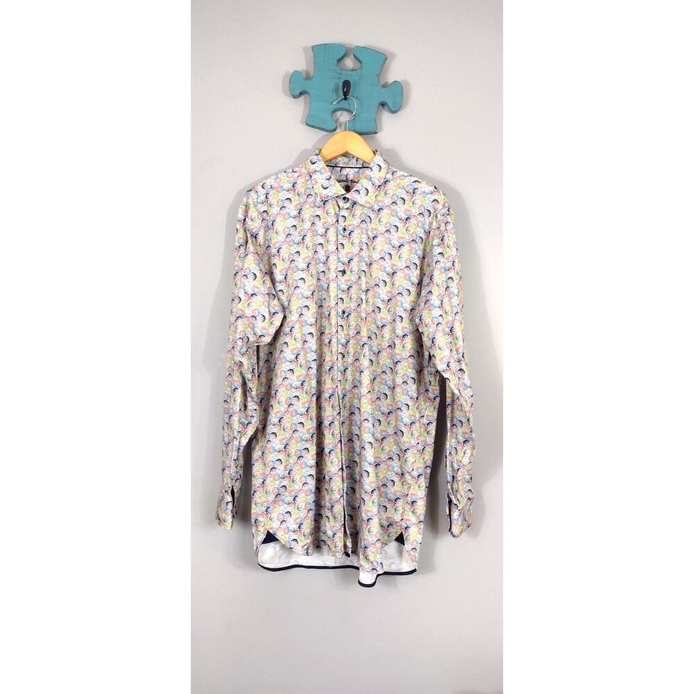 Luchiano Visconti Button Down Abstract Print Shirt Size XLT